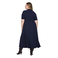 Robe longue à manches courtes et en tricot côtelé George Plus pour femmes Tailles 1X-4X