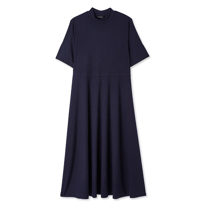 Robe longue à manches courtes et en tricot côtelé George Plus pour femmes Tailles 1X-4X