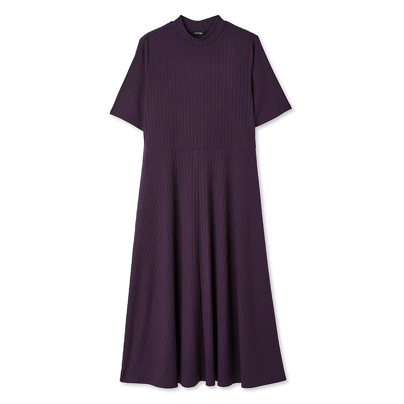 Robe longue à manches courtes et en tricot côtelé George Plus pour femmes Tailles 1X-4X
