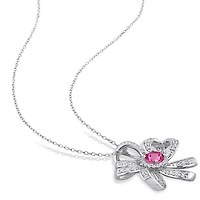 Collier pendentif en forme de fleur Miabella avec 2-3/4 Carat PBT de Topaze Rose et Blanche en Argent Sterling
