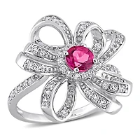 Miabella 1-1/10 Carat T.G.W. Pink & White Topaz Sterling Silver Flower Ring