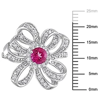 Bague en forme de coeur Miabella avec 1 Carat PBT de Topaze Rose et Blanche en Argent Sterling