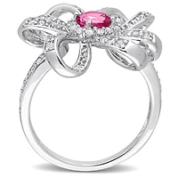 Miabella 1-1/10 Carat T.G.W. Pink & White Topaz Sterling Silver Flower Ring