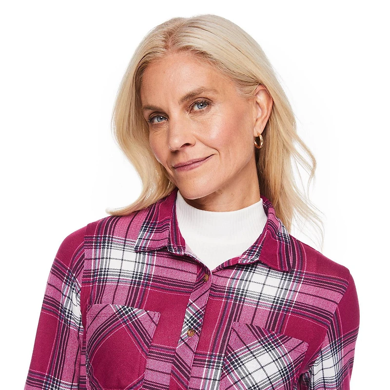 Chemise à carreaux en tricot hacci Iyla pour femmes Tailles P-TTG