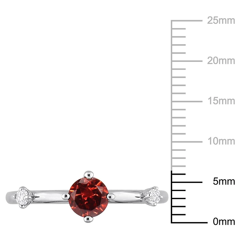 Miabella 3/4 Carat T.G.W. Garnet and White Topaz Sterling Silver 3-Stone Stackable Ring