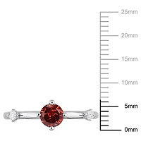 Miabella 3/4 Carat T.G.W. Garnet and White Topaz Sterling Silver 3-Stone Stackable Ring