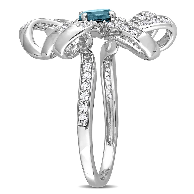 Miabella 1 Carat T.G.W. London Blue and White Topaz Sterling Silver Flower Ring