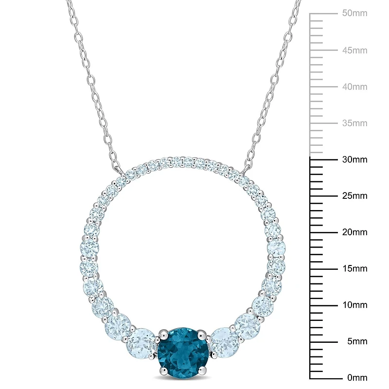 Collier circulaire Miabella avec 3-7/8 Carat PBT de Topaze Bleu en Argent Sterling