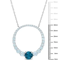 Collier circulaire Miabella avec 3-7/8 Carat PBT de Topaze Bleu en Argent Sterling