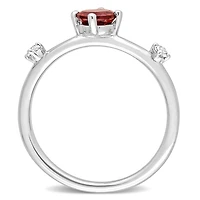 Miabella 3/4 Carat T.G.W. Garnet and White Topaz Sterling Silver 3-Stone Stackable Ring