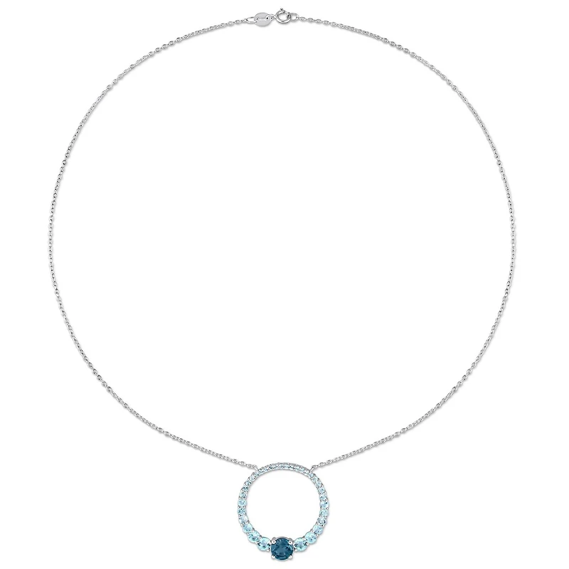 Collier circulaire Miabella avec 3-7/8 Carat PBT de Topaze Bleu en Argent Sterling