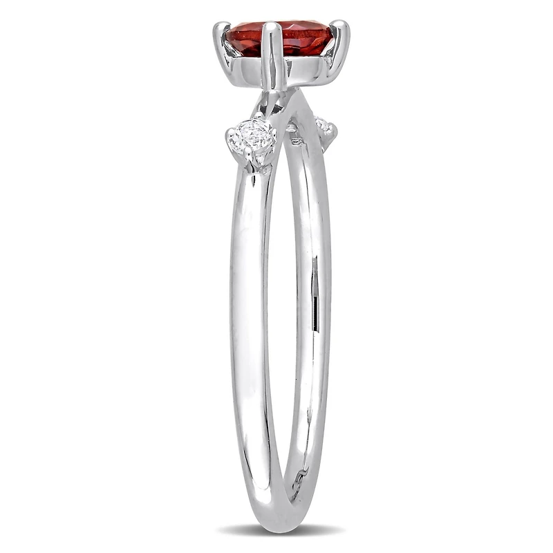 Miabella 3/4 Carat T.G.W. Garnet and White Topaz Sterling Silver 3-Stone Stackable Ring