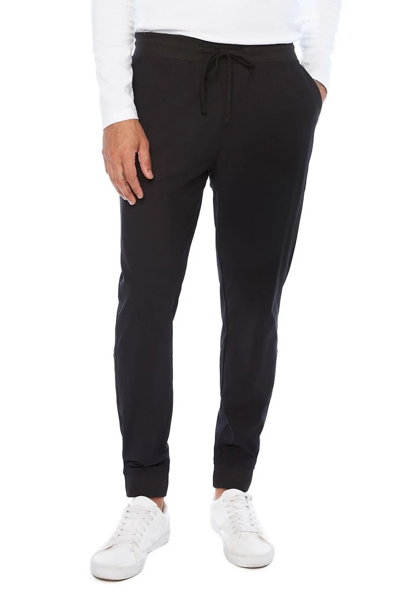Jeaniologie ™ Pantalon de jogging avec taille et poignets côtelés pour hommes noir