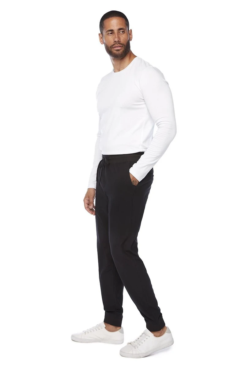 Jeaniologie ™ Pantalon de jogging avec taille et poignets côtelés pour hommes noir