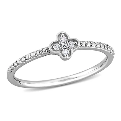 Bague de Promesse florale Miabella  d'accent de diamant en Argent Sterling