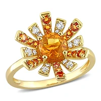 Miabella 1-1/3 Carat T.G.W. Citrine & White Topaz 18K Yellow Gold Plated Sterling Silver Starburst Ring