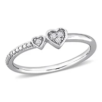 Miabella Diamond Accent Sterling Silver Double Heart Promise Ring