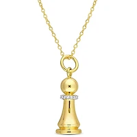 Collier avec pendentif Roi pièce d'échecs Miabella d'accent de diamant en Argent Sterling Plaqué Jaune