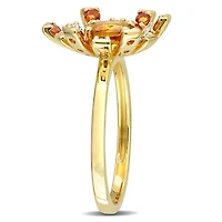 Miabella 1-1/3 Carat T.G.W. Citrine & White Topaz 18K Yellow Gold Plated Sterling Silver Starburst Ring