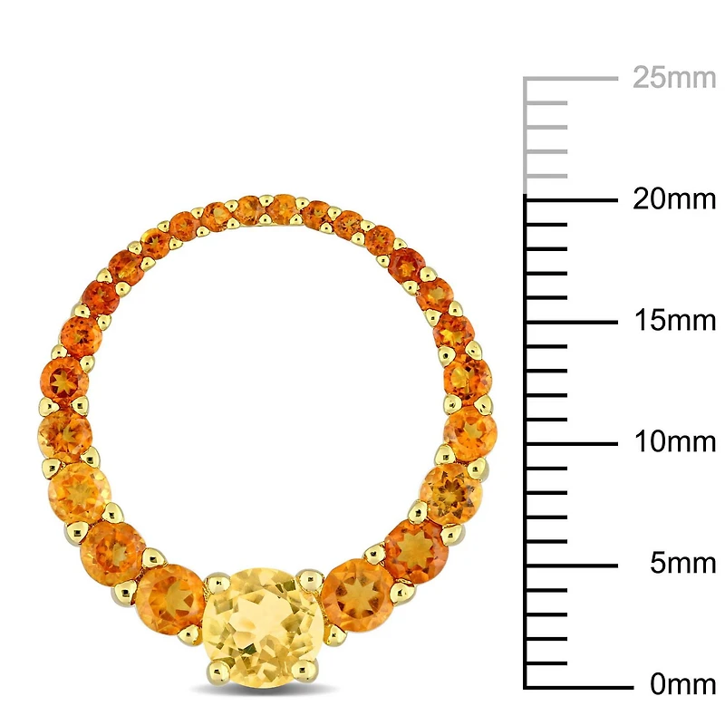 Miabella 2-4/5 Carat T.G.W. Citrine Yellow Rhodium-Plated Sterling Silver Open Circular Hoop Earrings