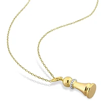 Collier avec pendentif Roi pièce d'échecs Miabella d'accent de diamant en Argent Sterling Plaqué Jaune