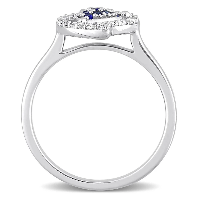 Miabella 3/8 Carat T.G.W. Created Blue Sapphire and White Topaz Sterling Silver Open Teardrop Ring