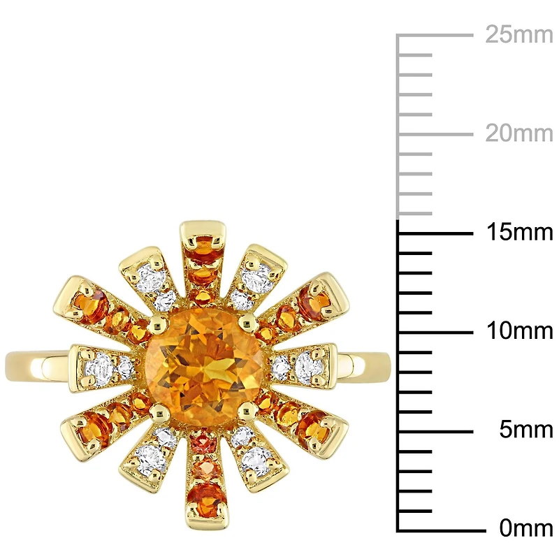 Miabella 1-1/3 Carat T.G.W. Citrine & White Topaz 18K Yellow Gold Plated Sterling Silver Starburst Ring