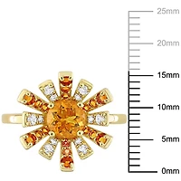 Miabella 1-1/3 Carat T.G.W. Citrine & White Topaz 18K Yellow Gold Plated Sterling Silver Starburst Ring