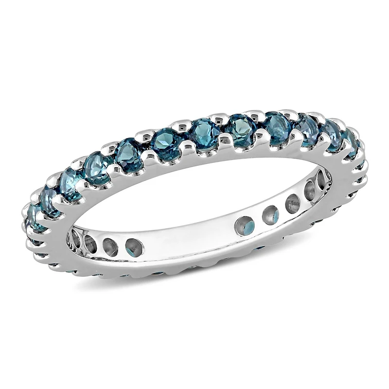 Miabella 1-3/8 Carat T.G.W. London Blue Topaz 10K White Gold Eternity Band
