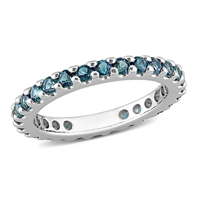 Miabella 1-3/8 Carat T.G.W. London Blue Topaz 10K White Gold Eternity Band