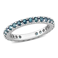 Miabella 1-3/8 Carat T.G.W. London Blue Topaz 10K White Gold Eternity Band