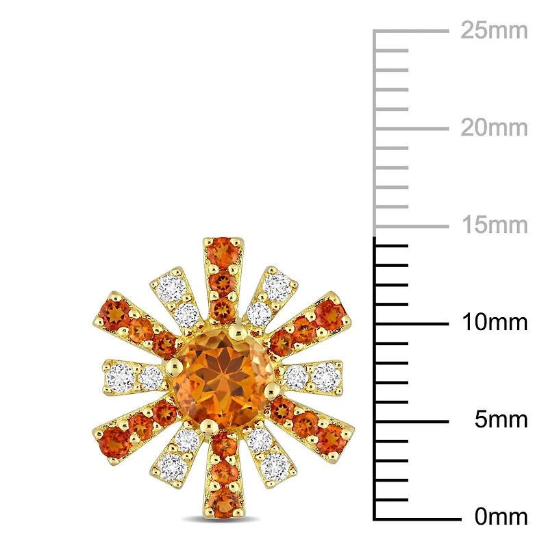 Miabella 1-5/8 Carat T.G.W. Citrine and White Topaz 18K Yellow Gold Plated Sterling Silver Starburst Earrings