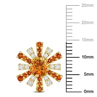 Miabella 1-5/8 Carat T.G.W. Citrine and White Topaz 18K Yellow Gold Plated Sterling Silver Starburst Earrings