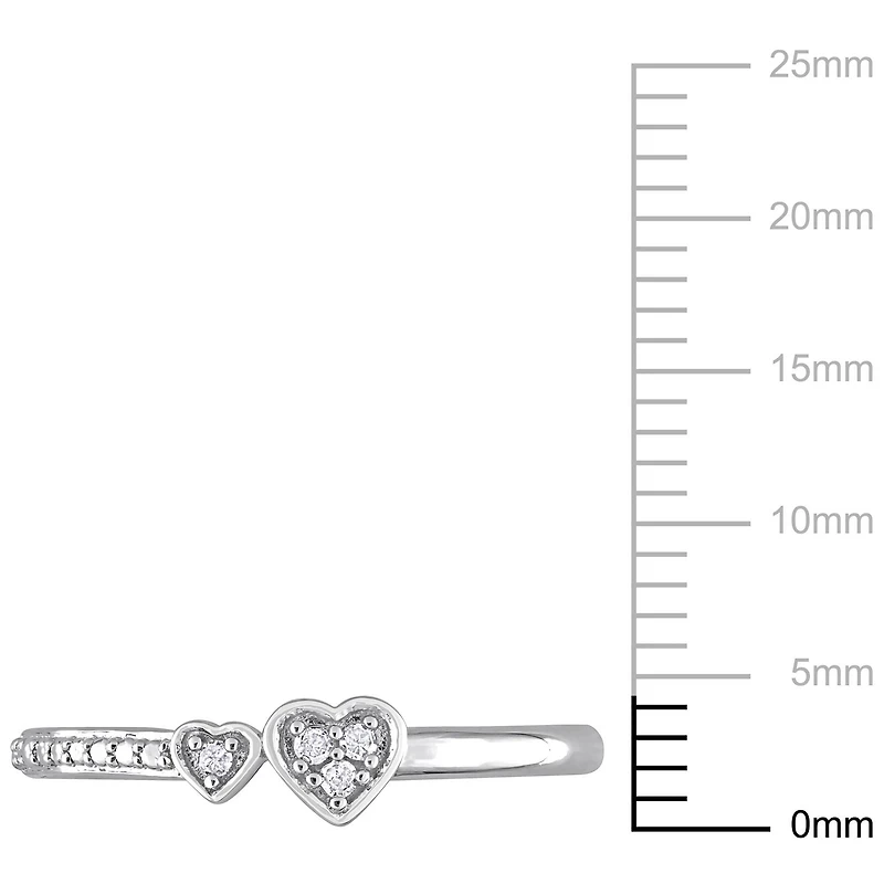 Miabella Diamond Accent Sterling Silver Double Heart Promise Ring