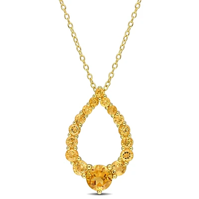 Collier pendentif en forme de goutte Miabella avec 2 Carat PBT de Citrine en Argent Sterling Plaqué Or Jaune 18K