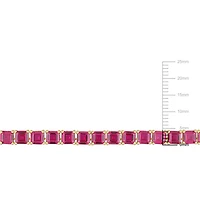 Collier tennis carré Miabella avec 48 Carat PBT de Rubis Synthétique en Argent Sterling Plaqué Jaune