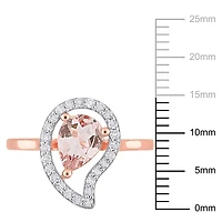 Bague en forme de Goutte Miabella avec 1-1/7 Carat PBT de Morganite et Topaze Blanche en Argent Sterling Plaqué Rose
