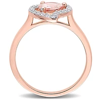 Bague en forme de Goutte Miabella avec 1-1/7 Carat PBT de Morganite et Topaze Blanche en Argent Sterling Plaqué Rose