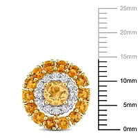 Miabella 3-1/2 Carat T.G.W. Citrine and White Topaz 18K Yellow Gold Plated Sterling Silver Double Halo Earrings