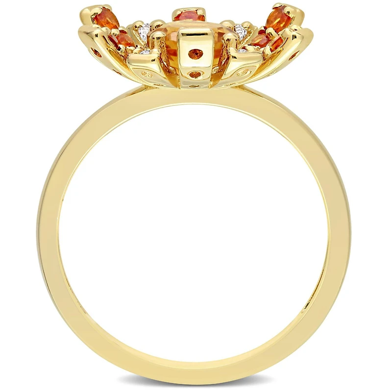 Miabella 1-1/3 Carat T.G.W. Citrine & White Topaz 18K Yellow Gold Plated Sterling Silver Starburst Ring