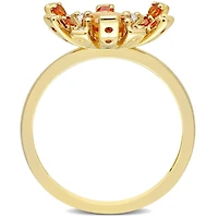 Miabella 1-1/3 Carat T.G.W. Citrine & White Topaz 18K Yellow Gold Plated Sterling Silver Starburst Ring