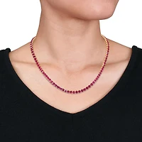 Miabella 48 Carat T.G.W. Created Ruby Yellow Rhodium Plated Sterling Silver Square Tennis Necklace