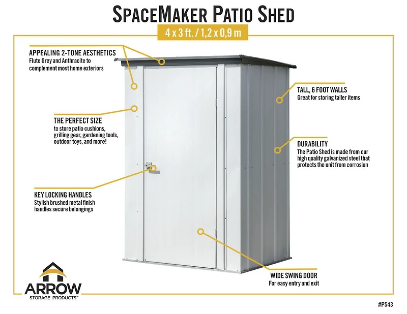 Abri de patio Spacemaker, 4 x 3, gris pâle et anthracite