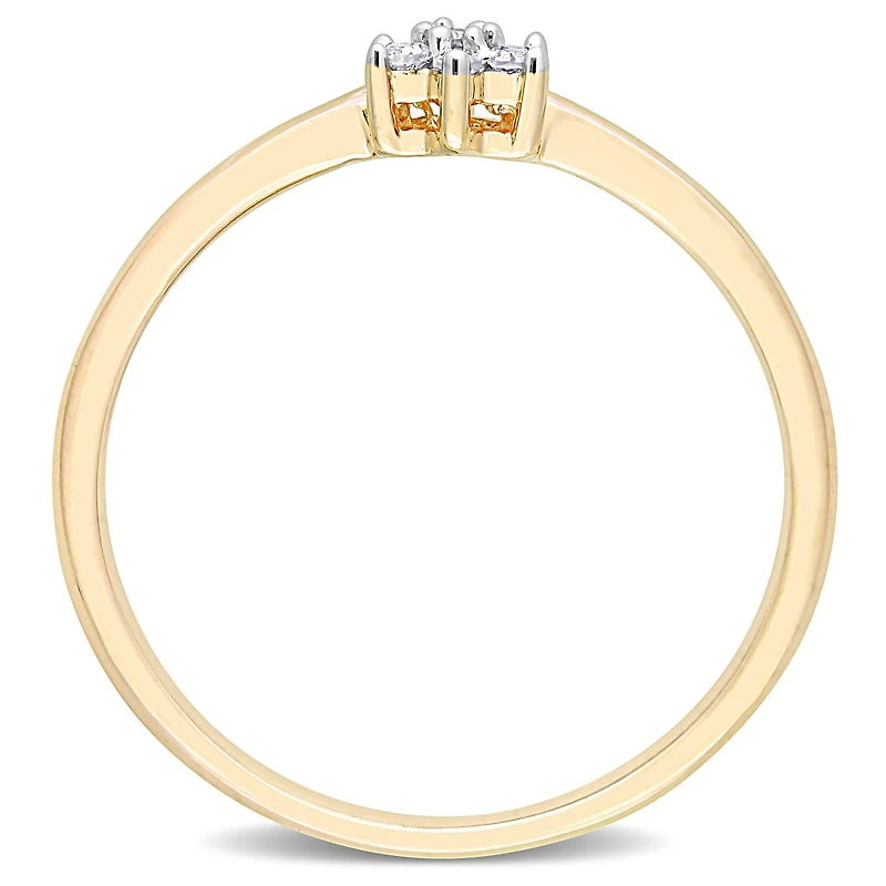 Miabella Diamond Accent Yellow Rhodium Plated Sterling Silver Floral Promise Ring