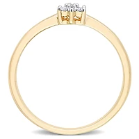 Miabella Diamond Accent Yellow Rhodium Plated Sterling Silver Floral Promise Ring