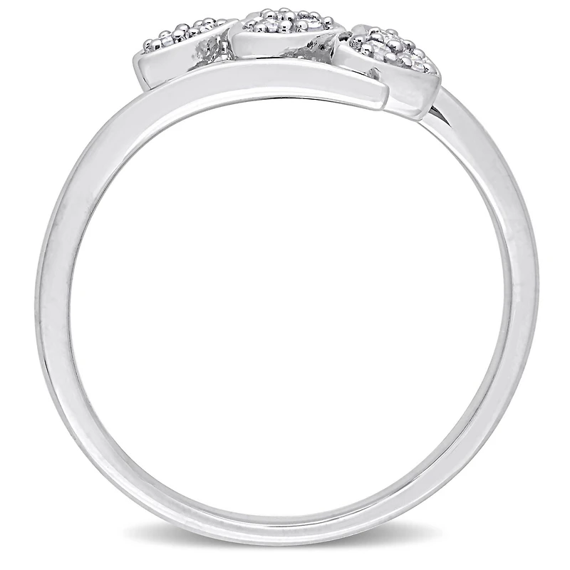 Bague de Promesse à trois coeur Miabella avec 1/10 Carat PT de diamant en Argent Sterling