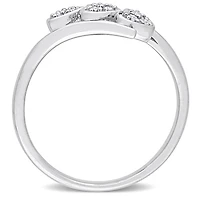 Bague de Promesse à trois coeur Miabella avec 1/10 Carat PT de diamant en Argent Sterling
