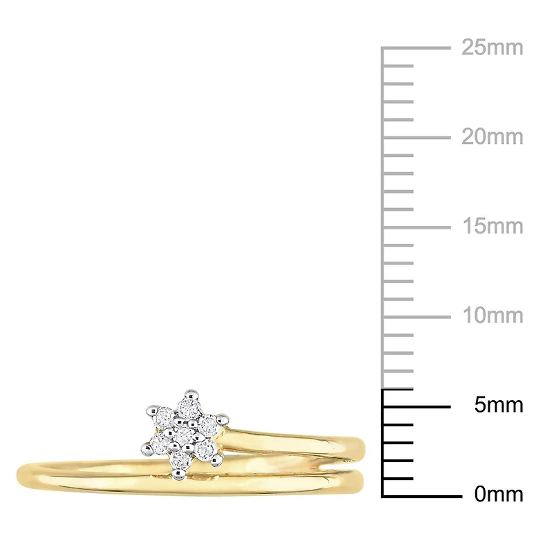 Bague de Promesse florale torsadée Miabella d'accent de diamant en Argent Sterling Plaqué Jaune