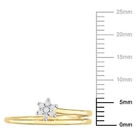 Bague de Promesse florale torsadée Miabella d'accent de diamant en Argent Sterling Plaqué Jaune
