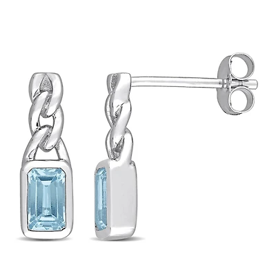 Miabella 5/8 Carat T.G.W. Sky Blue Topaz 10K White Gold Link Drop Earrings